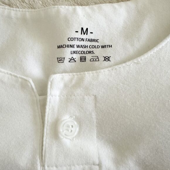 No Brand T-Shirt Women's Size M White Henley One-Button Placket Normcore - Picture 4 of 6